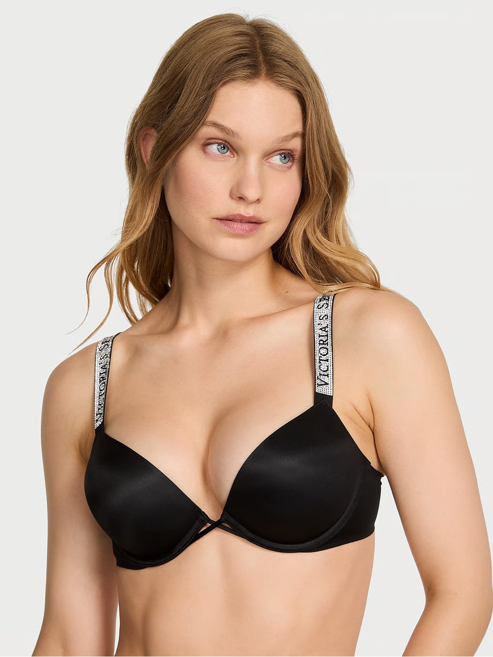Victoria's Secret Black Bombshell Push-Up Bra with Shine Strap